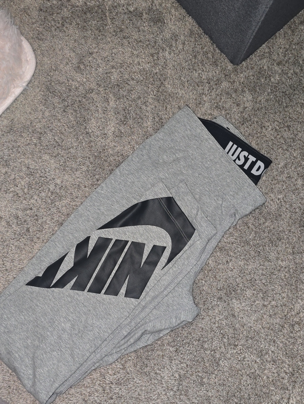 Nike Grey Leggings with Black Logo and Branded Waistband